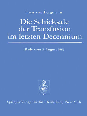 cover image of Die Schicksale der Transfusion im Letzten Decennium
